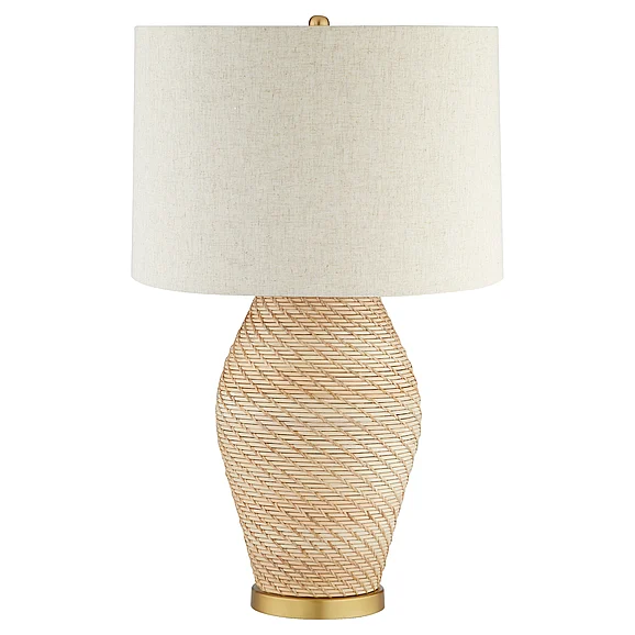 Cyan Design Rotin Table Lamp in Natural in Antique Brass in White 12230