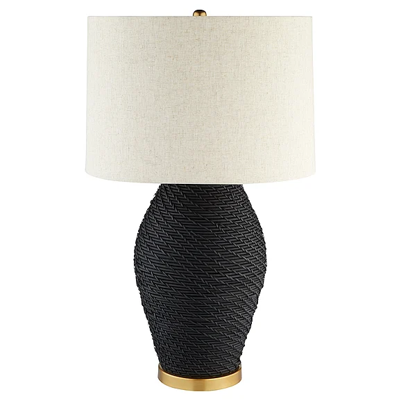 Cyan Design Rotin Table Lamp in Black in Antique Brass in White 12231