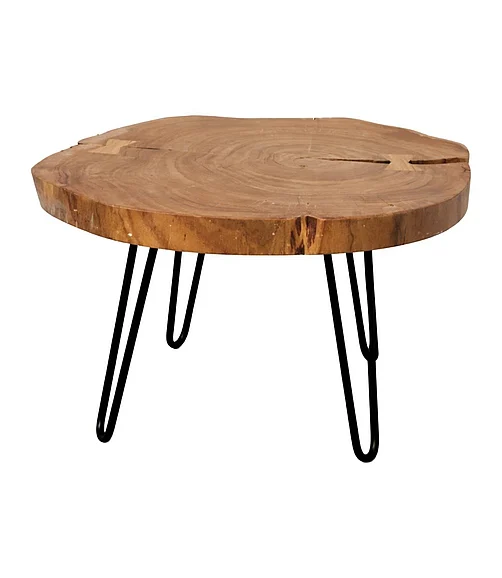 Coast by DK Caden Wooden Log Side Table With Metal Legs in Natural/Black Powder Coat 12237