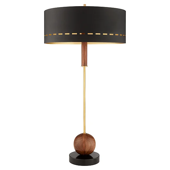 Cyan Design Savile Table Lamp in Walnut in Antique Brass in Black 12237