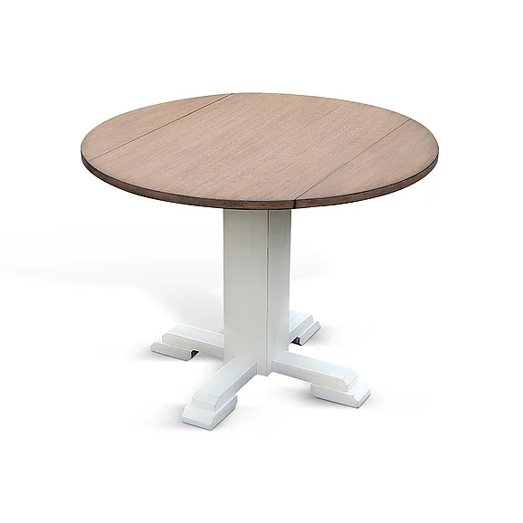 Sunny Designs Drop Leaf Round Table in Buckskin/Marble White 1223MB