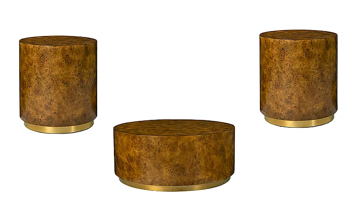 Oliver Home Regis 3pc Occasional Set in Rustic Burl