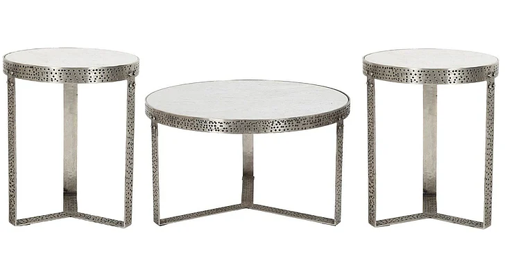 Coast by DK Castello 3pc Occasional Living Room Set in Nickel Antique