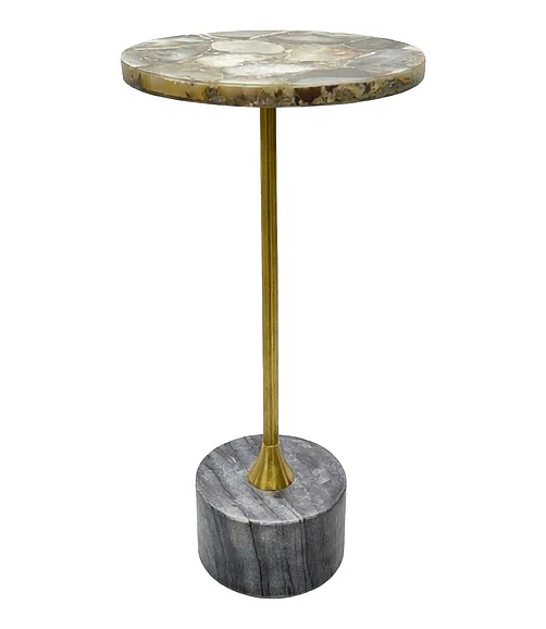 Coast by DK Hollis Agate Side Table in Gold/Natural 12281