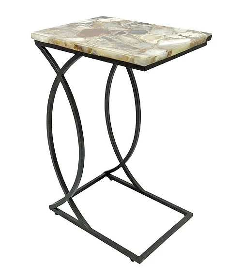 Coast by DK Jasper Agate C Table in Black/Natural 12283