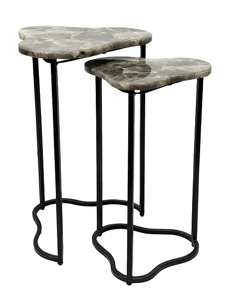 Coast by DK Parker Nesting Tables (Set of 2) in Natural / Black 12284