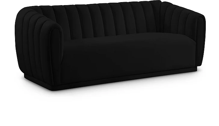 Meridian Dixie Velvet Sofa in Black Velvet 674Black-S