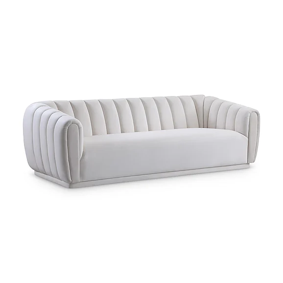 Meridian Dixie Velvet Sofa in Cream Velvet 674Cream-S