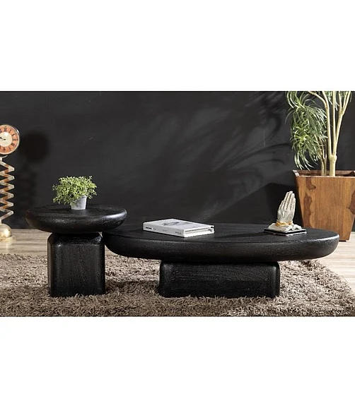Coast by DK Kairo 2pc Occasional Living Room Set in Black Sandblast