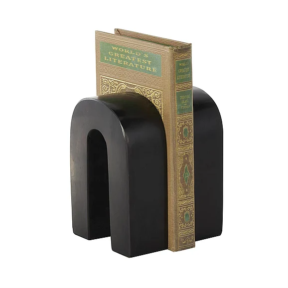 UMA Black Marble Minimalistic Arched Decorative Bookends, Set of 2 4W, 6H | 12310