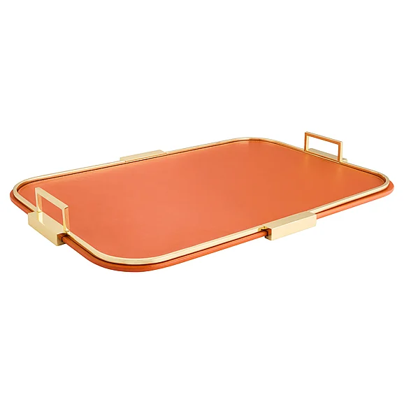 Cyan Design Campaign Tray - Extra Large in Orange|Brass 12312