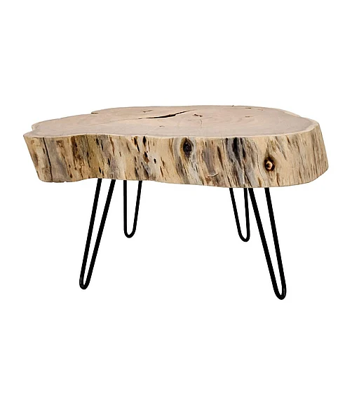 Coast by DK Varek Wooden Log Stool With Metal Legs in Natural/Black Powder Coat 12316
