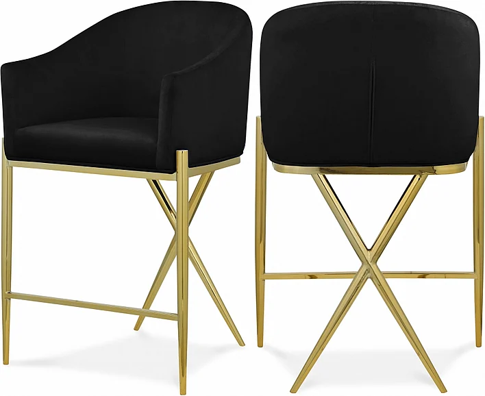 Meridian Xavier Counter Stool in Black Velvet 867Black-C