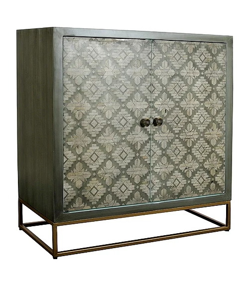 Coast by DK Verdigris 2 Door Sideboard Mdf , Bone & Iron in Gray & Gold 12323