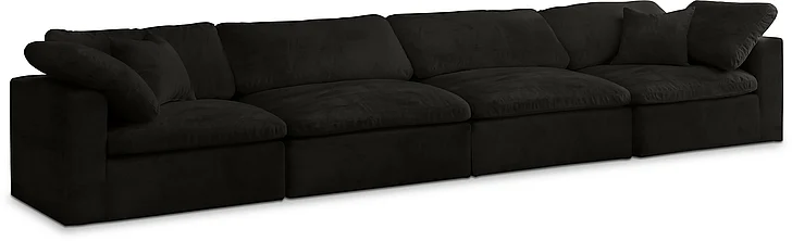 Meridian Cozy Velvet Comfort Modular Sofa in Black Velvet 634Black-S158