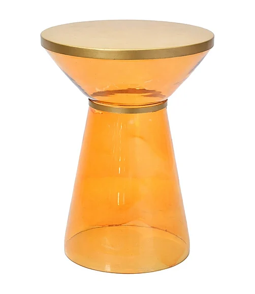 Coast by DK Azura Tangerine Stool Glass in Gold & Orange 12345