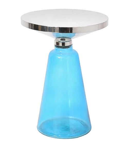 Coast by DK Novara Blue Mist Stool Glass in Nickle & Blue 12346