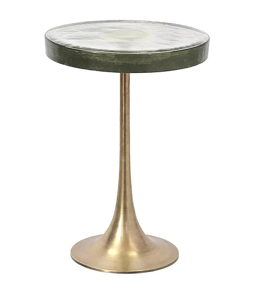 Coast by DK Luman Glass Top Iron Base Side Stool in Gold 12349