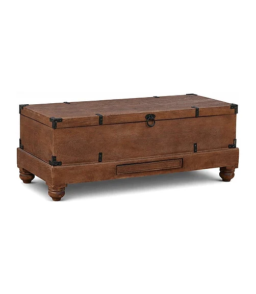 Coast by DK Sterling Storage Trunk Box With Lift Top in Walnut Distress 12362