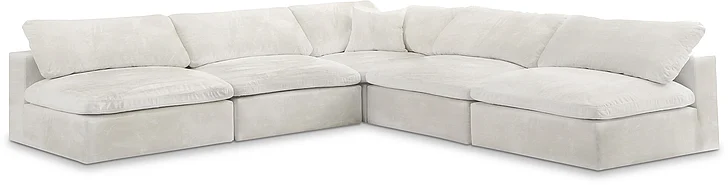 Meridian Cozy Velvet Comfort Modular Sectional in Cream Velvet 634Cream-Sec5B