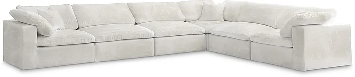 Meridian Cozy Velvet Comfort Modular Sectional in Cream Velvet 634Cream-Sec6A