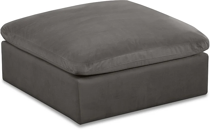 Meridian Cozy Velvet Modular Fiber Filled Comfort Overstuffed Ottoman in Grey Velvet 634Grey-Ott