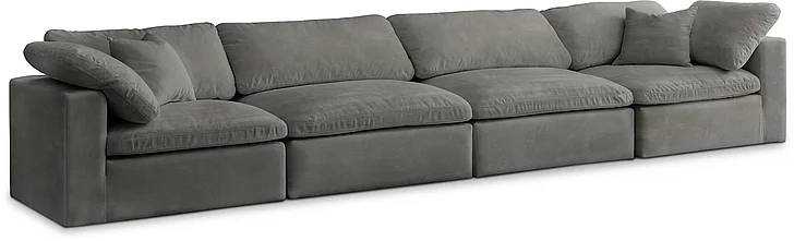 Meridian Cozy Velvet Comfort Modular Sofa in Grey Velvet 634Grey-S158