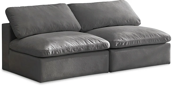 Meridian Cozy Velvet Comfort Modular Armless Sofa in Grey Velvet 634Grey-S78