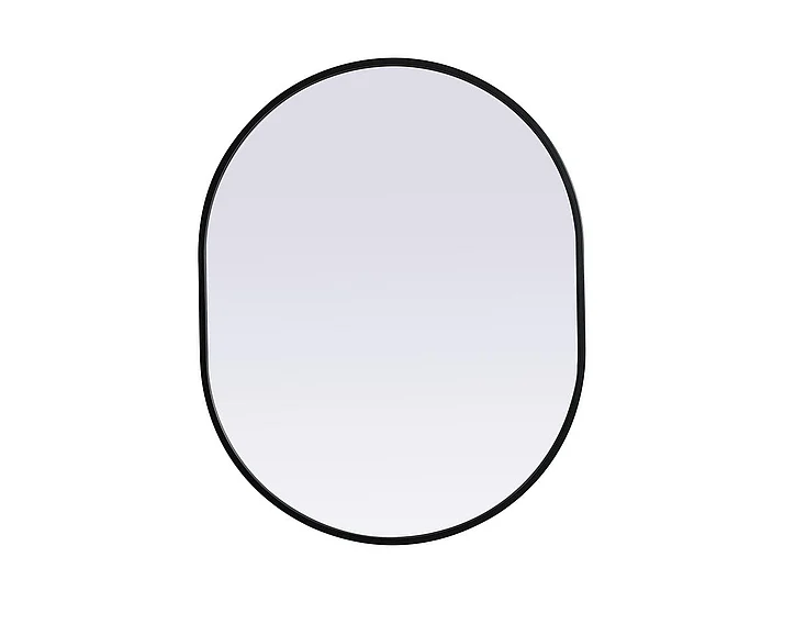 Elegant Metal Frame Oval Mirror 24X30 In. in Black MR2A2430BLK