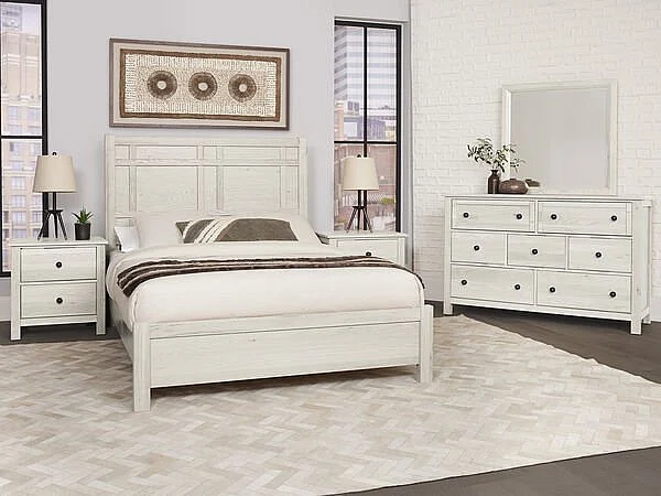 Vaughan-Bassett Custom Express 4pc Architectural Bedroom Set in Weathered White