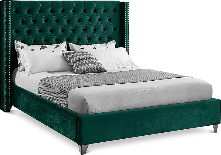 Meridian Furniture Aiden Velvet Full Bed in Green AidenGreen-F