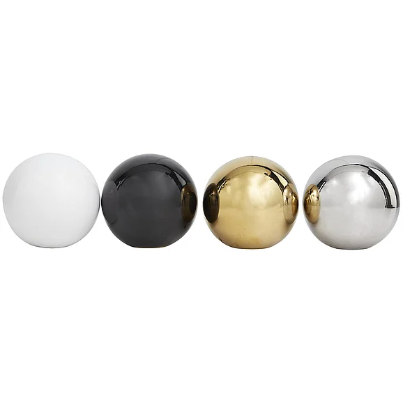 UMA Multi Colored Ceramic Geometric Metallic Small Minimalistic Decorative Orbs & Vase Filler, Set of 4 4D | 12452