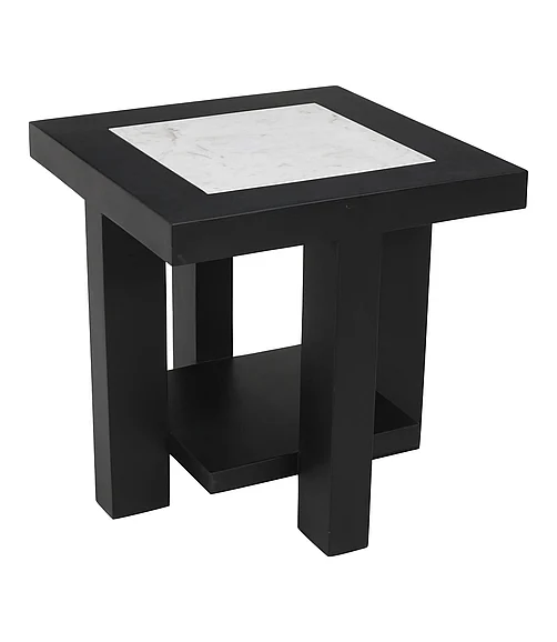 Coast by DK Hudson Marble Wooden Side Table in Black 12459