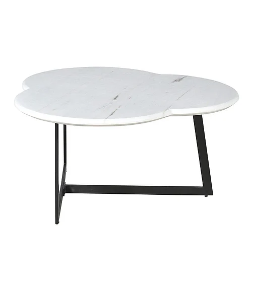 Coast by DK Clovera Marble Coffee Table in Natural White/Black Powder Coat 12464