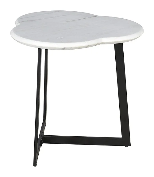 Coast by DK Clovera Marble Side Table in Natural White/Black Powder Coat 12465