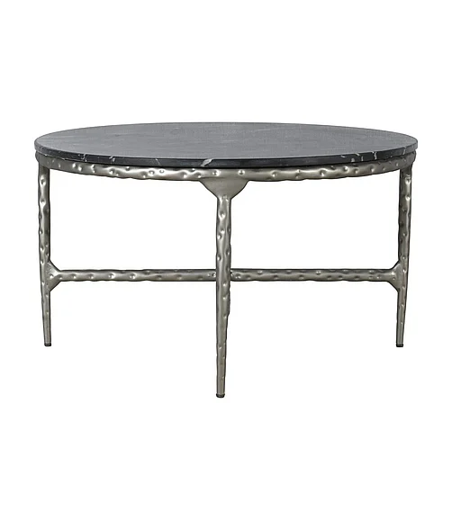 Coast by DK Vulcan Coffee Table in Black Marquina & Gray Powder Coat 12466