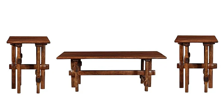 Coast by DK Corvin Tangled 3pc Occasional Living Room Set in Mango Vinegar