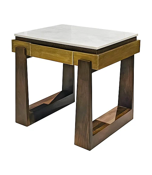 Coast by DK Bennett Side Table in Brass & Walnut 12488