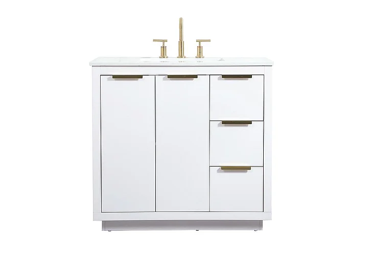 Elegant 36 In. Single Bathroom Vanity in White VF19436WH