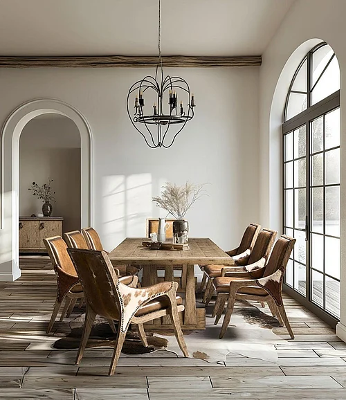 Jonathan Charles Echo Canyon 9pc 124" Echo Canyon Rectangular Dining Table Set in Faded Oak