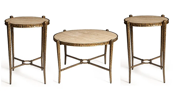 Coast by DK Vero 3pc Occasional Living Room Set in Antique Gold