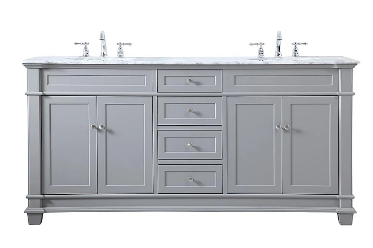 Elegant 72 In. Double Bathroom Vanity Set in Grey VF50072DGR