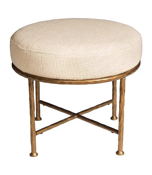 Coast by DK Calla Pouf in White & Rich Gold 12510