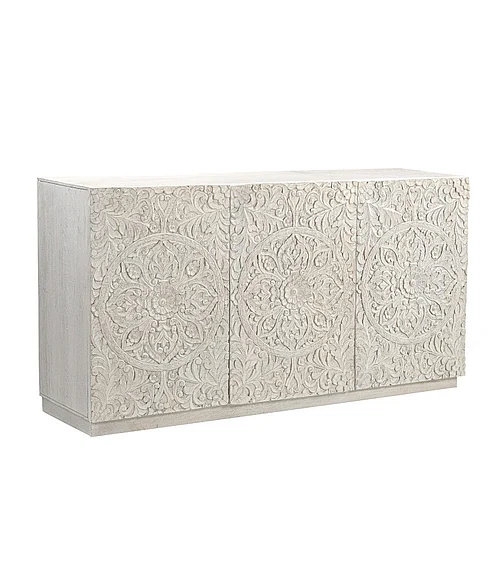 Coast by DK Liana 3 Door Carving Sideboard in White Distress 12514