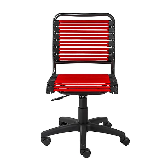 Euro Style Allison Bungie Flat Low Back Office Chair in Red with Graphite Black Frame and Black Base 12540RED