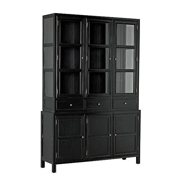 Noir Furniture Colonial Hutch in Hand Rubbed Black GARM119HB