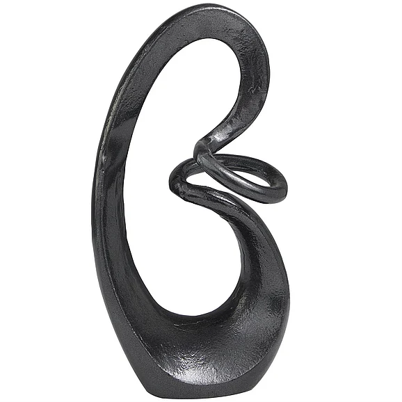 UMA Dark Gray Aluminum Metal Abstract Swirl Decorative Sculpture, 7" x 4" x 13" | 12675 CLOSEOUT
