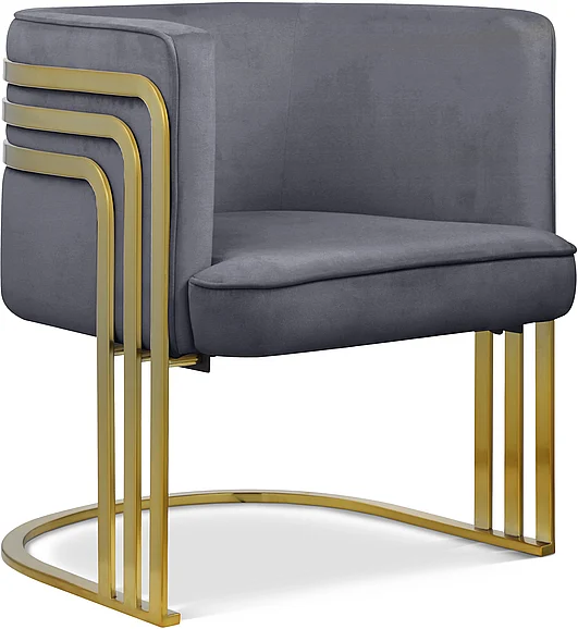 Meridian Rays Velvet Accent Chair in Grey Velvet 533Grey