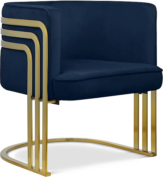 Meridian Rays Velvet Accent Chair in Navy Velvet 533Navy