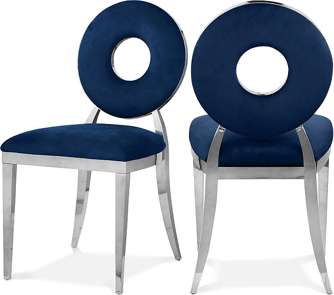 Meridian Carousel Velvet Dining Chair in Navy Velvet 859Navy-C